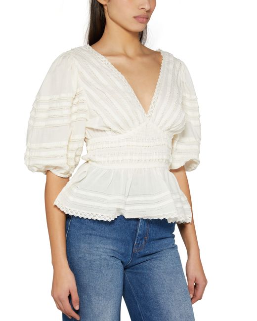 Sea White Mable Pleated Top
