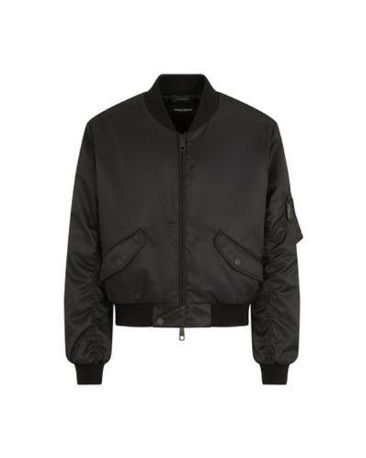 Dolce & Gabbana Black Nylon Jacket With Branded Plate for men