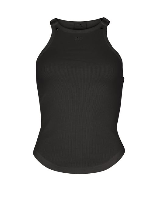 Courreges Black 90's Ripp-Tanktop Mit Schnalle