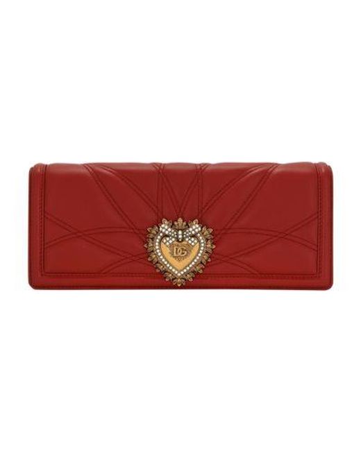Dolce & Gabbana Red Quilted Nappa Leather Devotion Baguette Bag