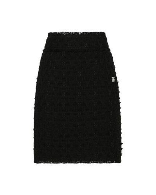 Dolce & Gabbana Black Rush-stitch Skirt With Side Slit