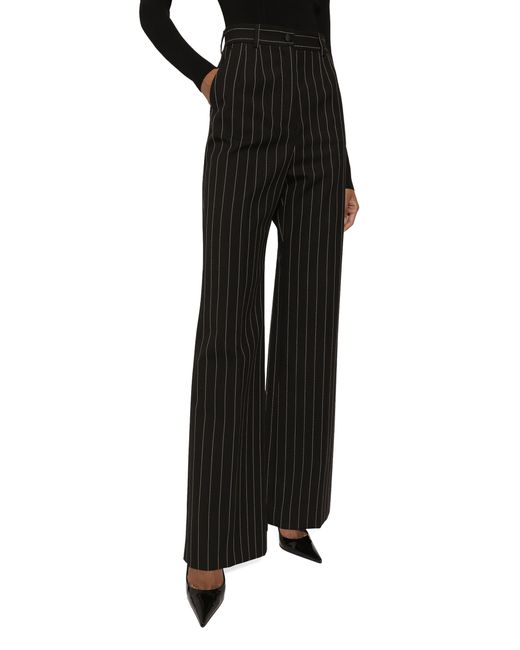 Pantalon évasé en laine à fines rayures Dolce & Gabbana en coloris Black