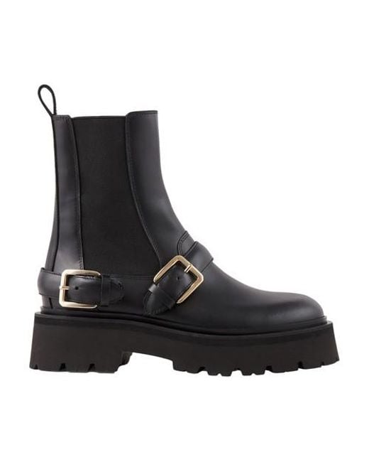 Sandro Black Leather Ankle Boots