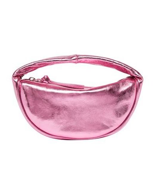By Far Pink Baby Cush Lipstick Metallic Leather Bag