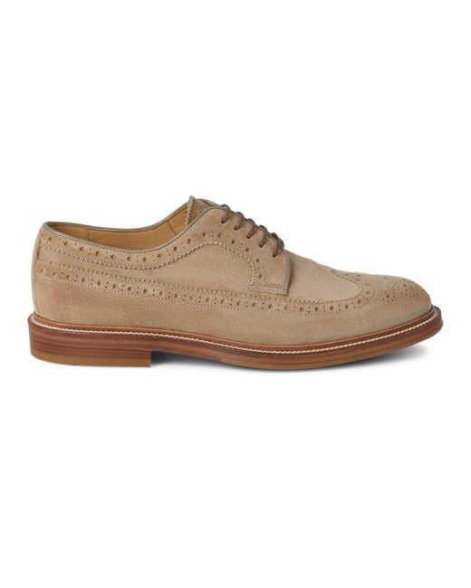 Brunello Cucinelli Brown Longwing Brogue Derby Shoes for men