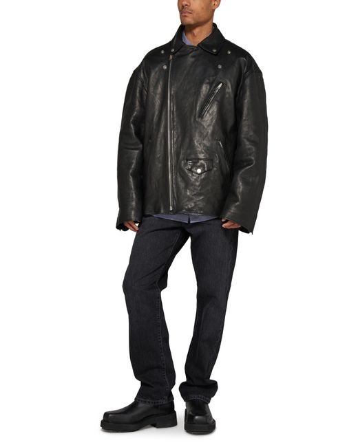 Acne Black Leather Jacket for men