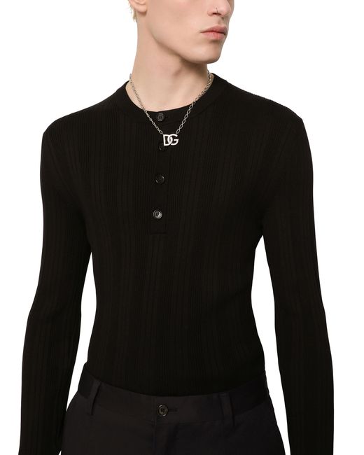 Dolce & Gabbana Black Silk And Cotton Sweater for men