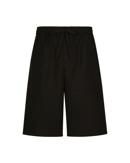 Dolce & Gabbana Black Cotton jogging Shorts With Logo Tag for men