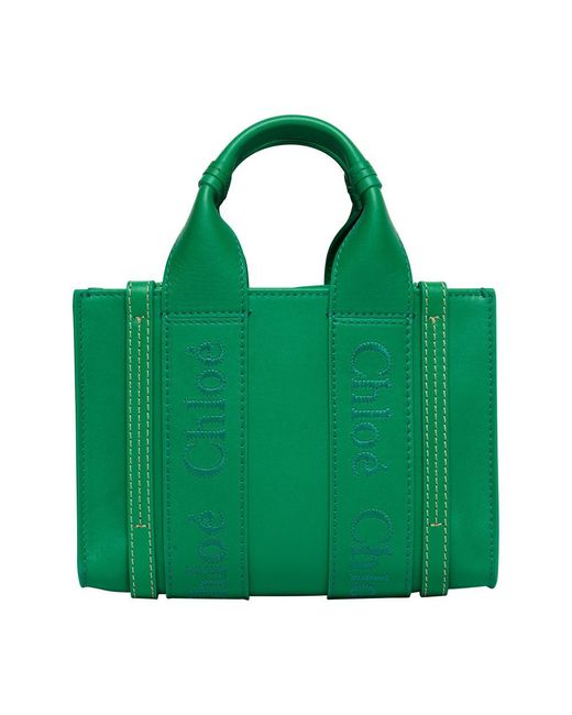 Chloé Green Woody Mini Tote Bag