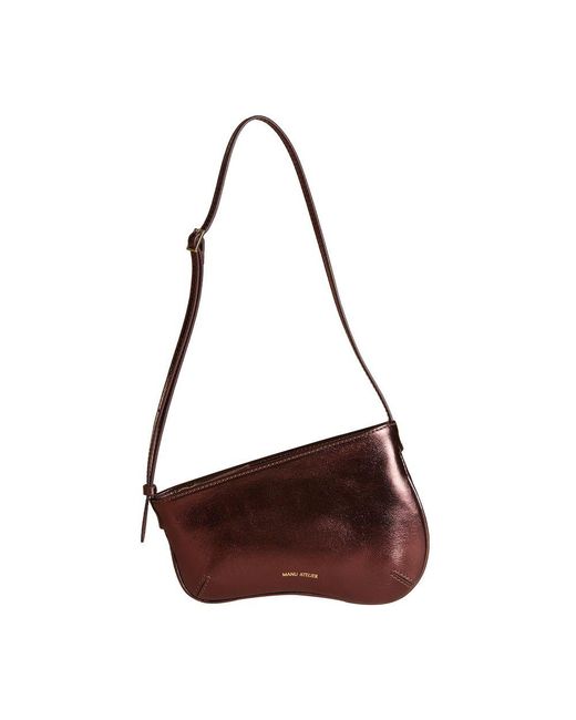 MANU Atelier Brown Mini Curved Shoulder Bag
