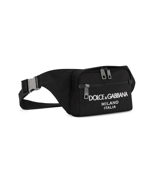 Dolce & Gabbana Black Small Belt Bag With Rubberized Logo for men