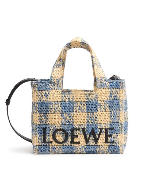 トートバッグ LOEWE LOEWE Font Gingham mini raffia tote bag Women's LOEWE Font Gingham mini raffia tote bag | LOEWE | 24S