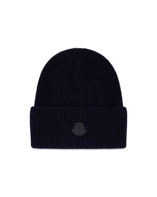 Moncler Blue Beanie With Logo