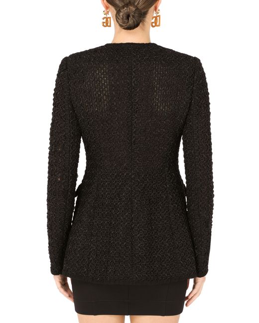Dolce & Gabbana Black Single-Breasted Tweed Jacket