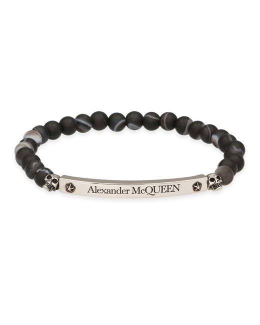 Bracelet à logo Alexander McQueen pour homme en coloris Black
