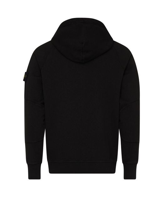 Stone Island Black Hoodie With Logo Patch for men