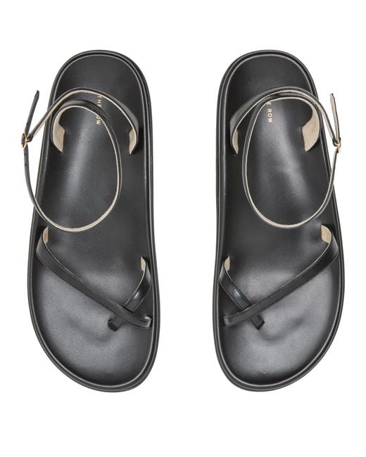 The Row Black Hugh Ankle Strap Sandals
