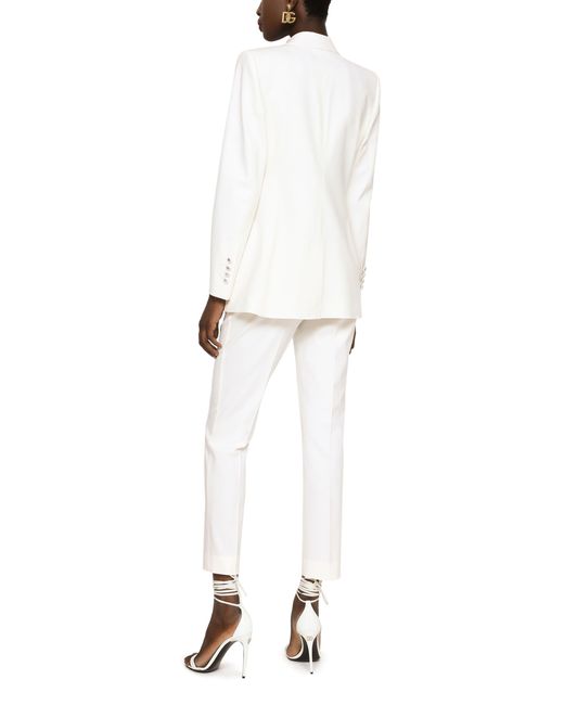 Dolce & Gabbana White Two-Way Stretch Wool Jacket
