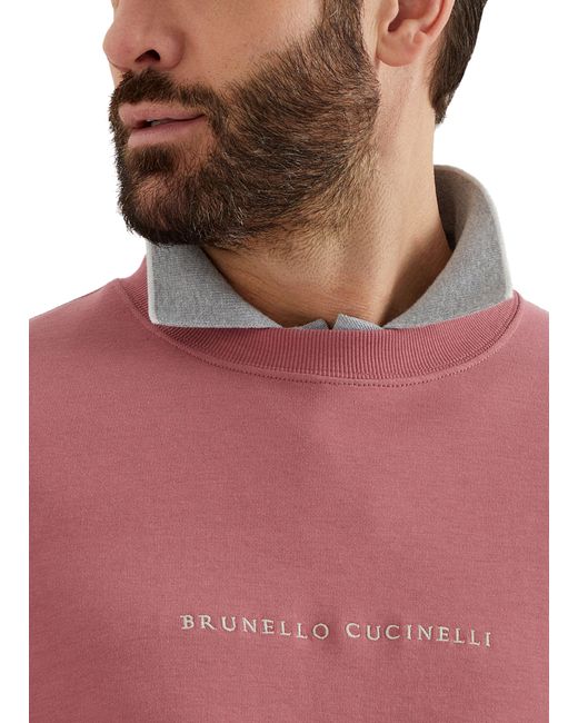 Brunello Cucinelli Pullover mit Stickerei in Pink für Herren
