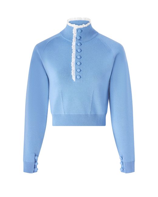 Chloé Blue Button-Neck Sweater