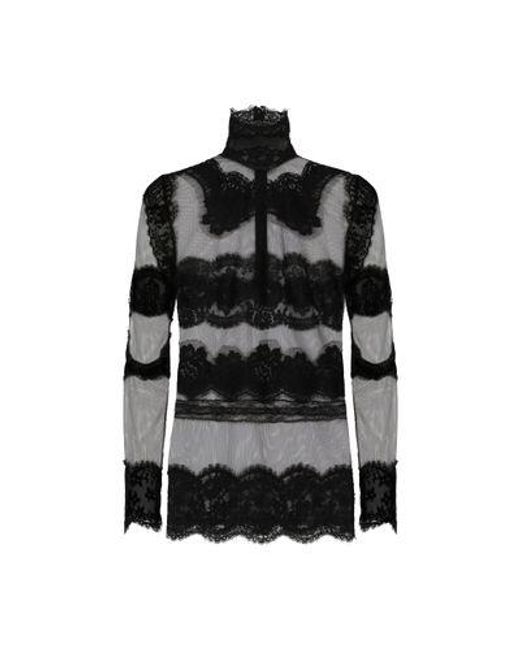 Dolce & Gabbana Black Lace Mesh Blouse