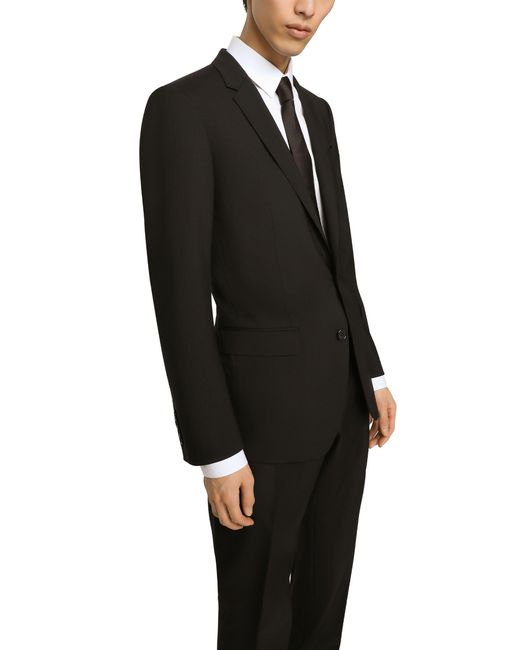 Dolce & Gabbana Black Stretch Wool Martini-Fit Suit for men