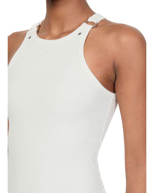 Courreges White Buckle 90's Rib Tank Top