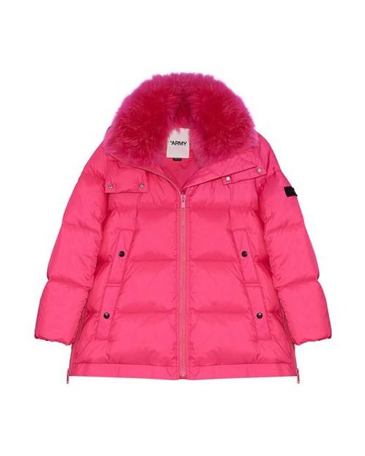 Yves Salomon Pink Puffer Jacket With Lambswool Collar