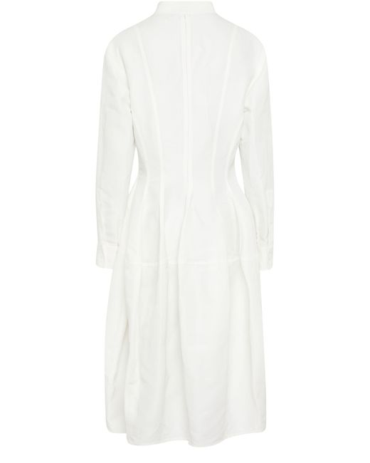 Bottega Veneta White Viscose And Linen Dress