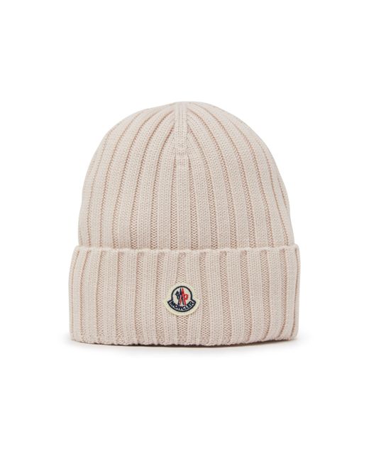 Moncler Natural Beanie With Logo