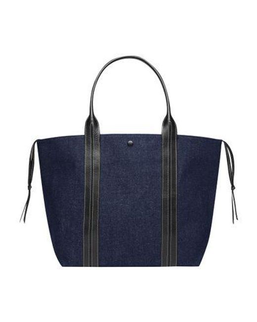 Vanessa Bruno Blue Leather And Cotton Cabas Tote