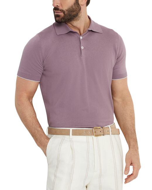 Brunello Cucinelli Poloshirt aus leichtem Strickgewirk in Purple für Herren