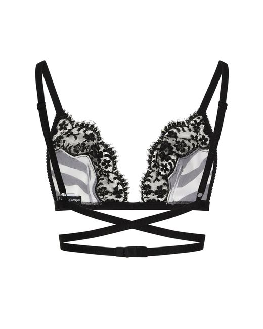 Dolce & Gabbana Black Zebra-Print Silk Triangle Bra