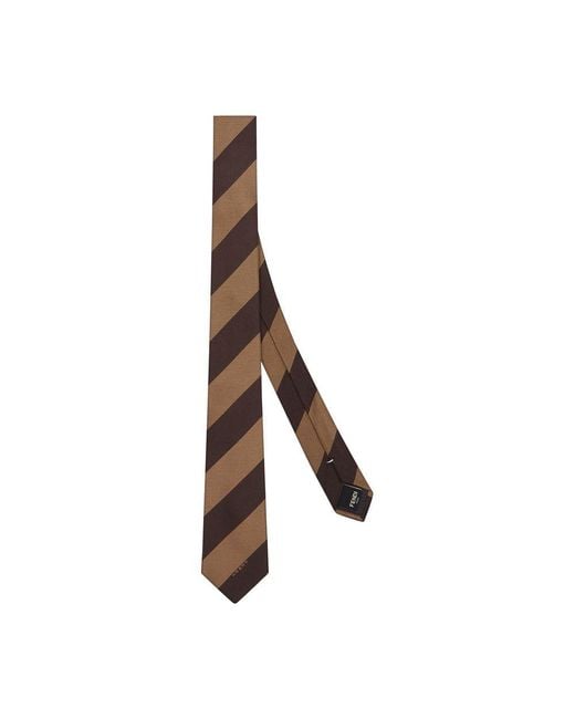 Fendi Brown Silk Tie for men