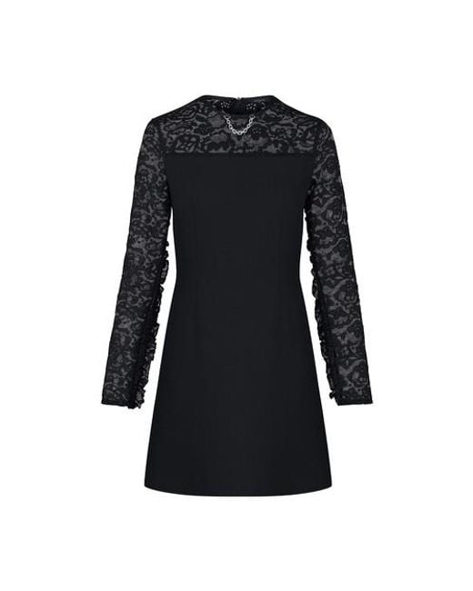 Louis Vuitton Black Monogram Lace Frill Sleeve Dress