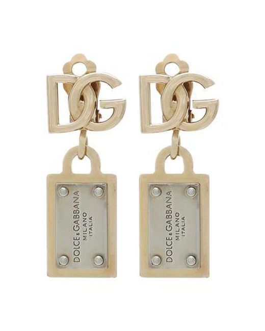 Dolce & Gabbana White Earrings With Dg Logo And Tag