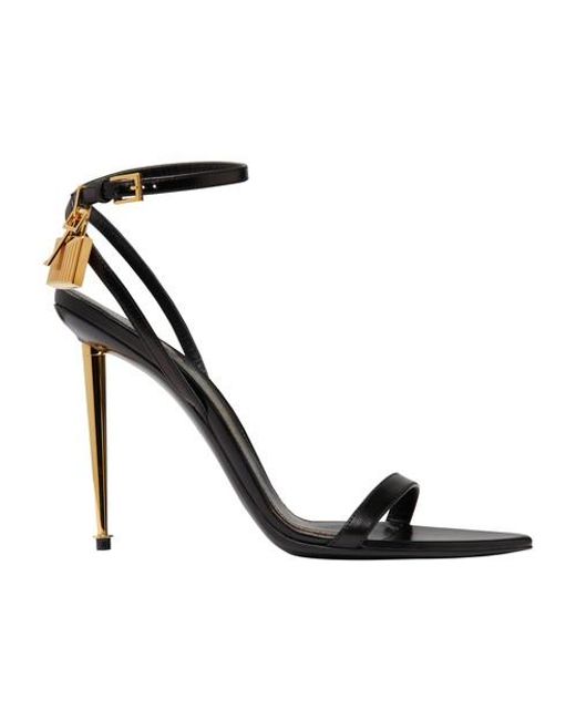 Tom Ford Padlock Pointy Naked Sandal in Black | Lyst Canada