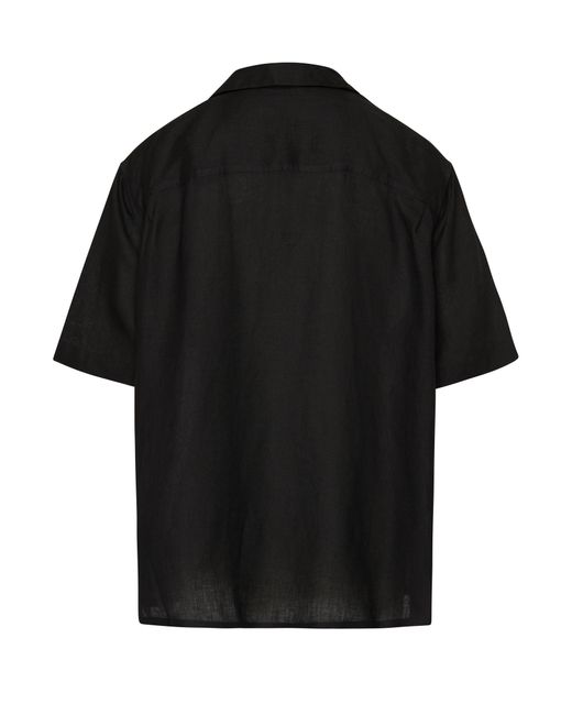 Chemise manches courtes en lin Anagram Loewe pour homme en coloris Black