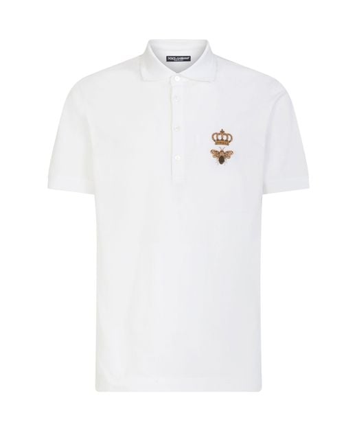 Dolce & Gabbana Poloshirt aus Baumwollpiqué in White für Herren