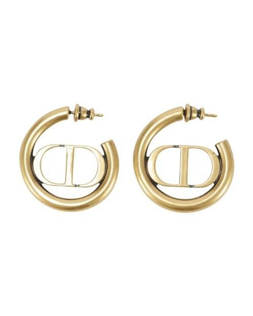 Christian Dior 30 Montaigne Hoop Earrings Antique GoldFinish  Coco  Approved Studio