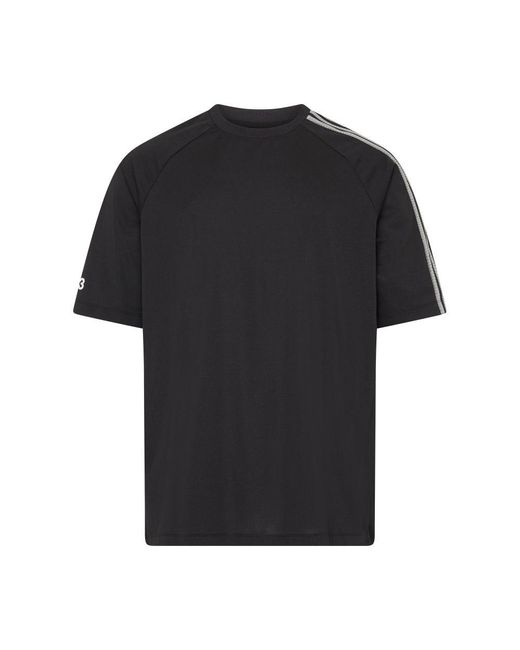 Y-3 Black Short-sleeved T-shirt With 3 Bands for men