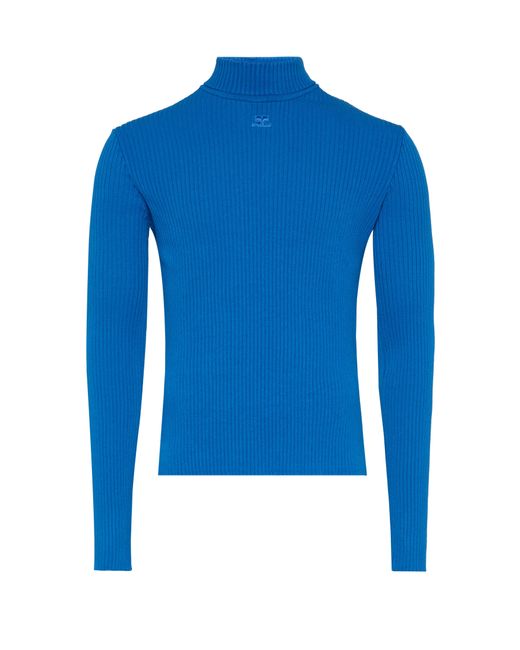 Courreges Blue Mockneck Sweater for men