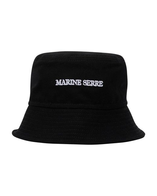 MARINE SERRE Black Canvas Bucket Hat