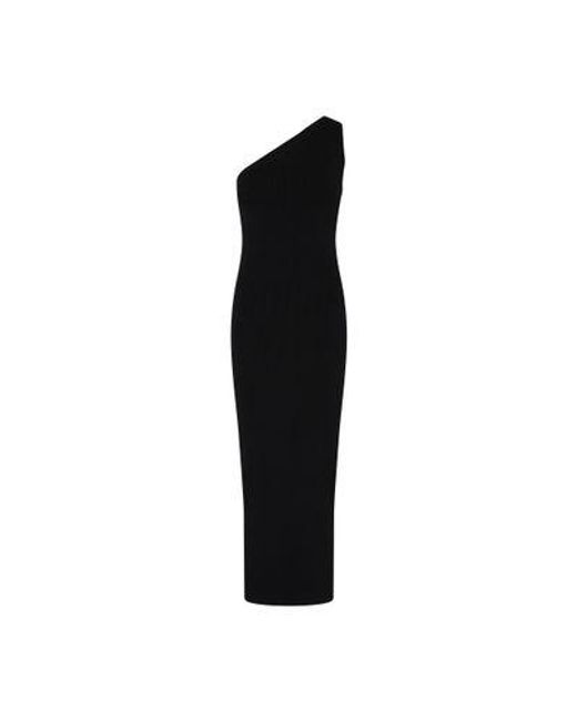Totême  Black One-Shoulder Ribbed Dress