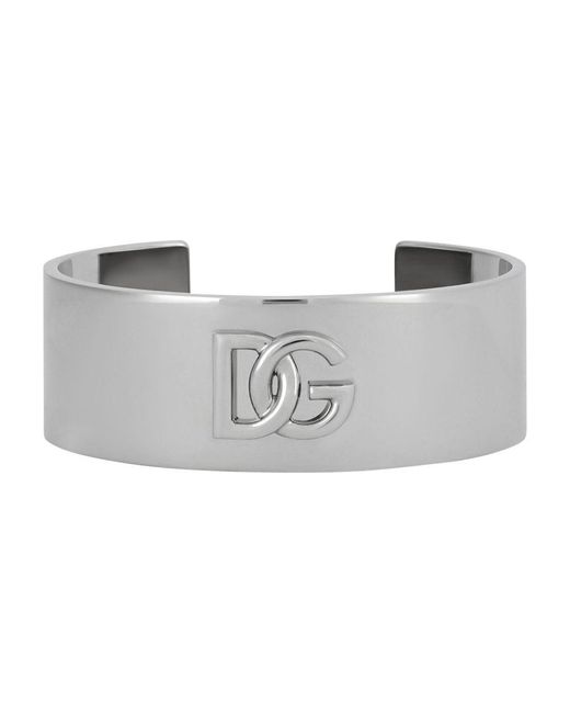 Dolce & Gabbana Gray Rigid Bracelet With Dg Logo for men