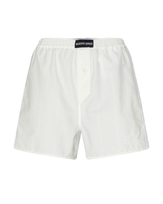 MARINE SERRE White Shorts aus Haushaltsleinen Regenerated