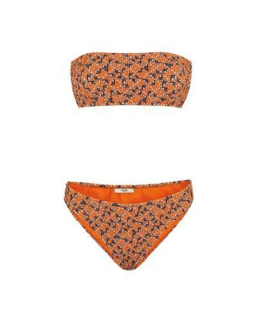 Fendi Orange Bandeau Bikini With High-Leg Briefs