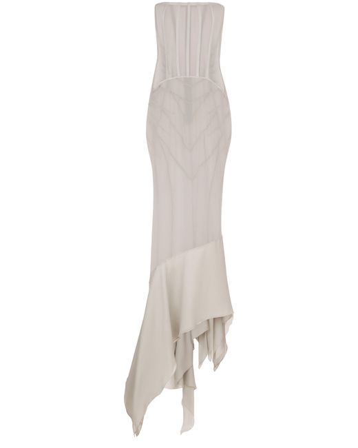 Dolce & Gabbana White Kim Dolce&gabbana Silk Semi-sheer Maxi Dress