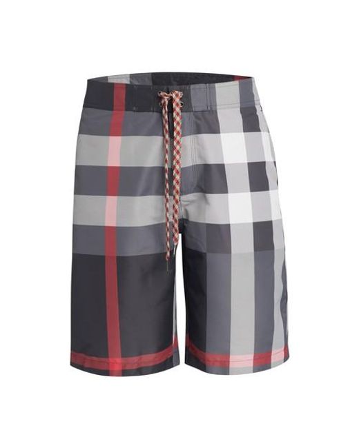 Burberry Check Swim Shorts in Grey for Men | Lyst Canada