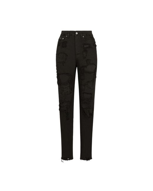 Dolce & Gabbana Black Boyfriend Jeans With Rips